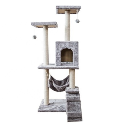 Wholesale Multi-Level Pet Wooden Tower Furniture Cat Scratching Tree