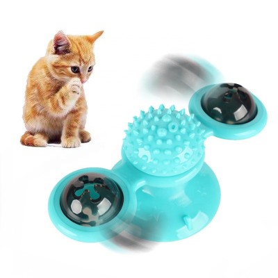 Indoor Interactive Turntable Teasing Pet Suction Cup Toys Windmill Cat Toy